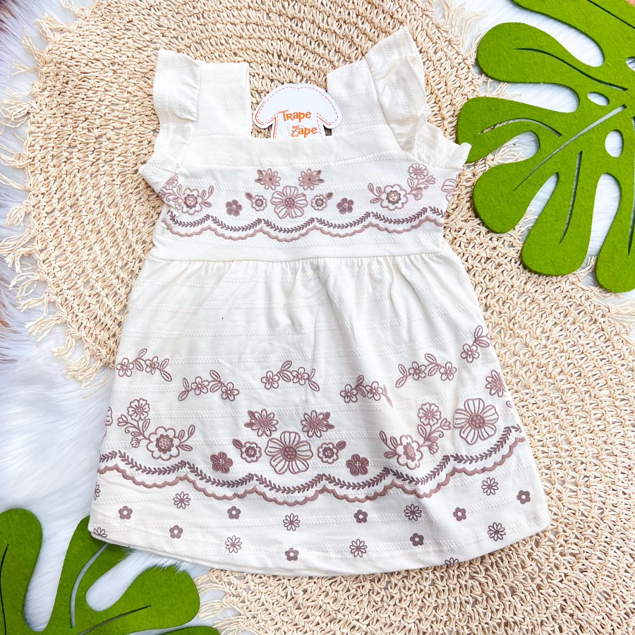 Vestido com Florzinhas Marrom - Areia